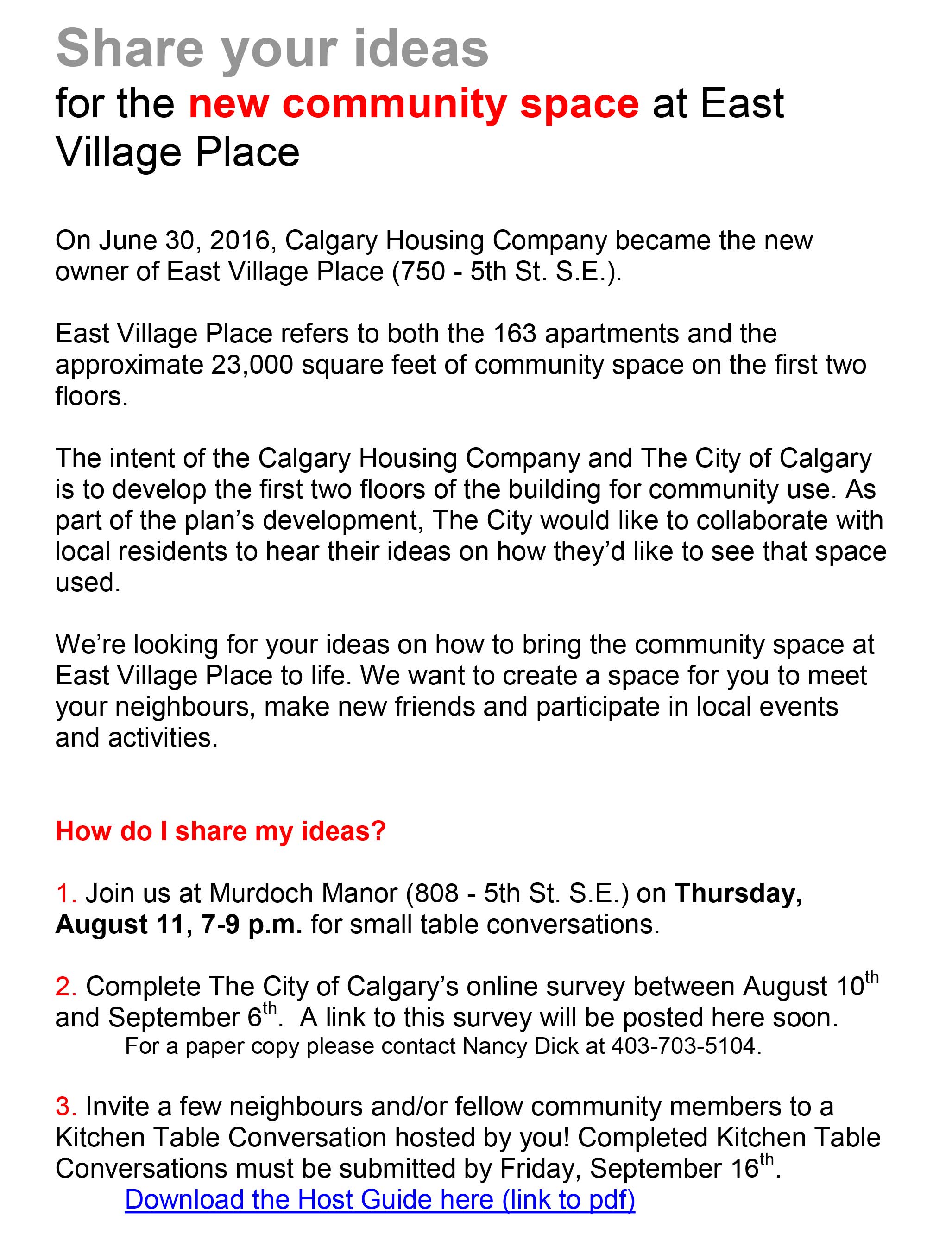 Share your ideas - Community Space